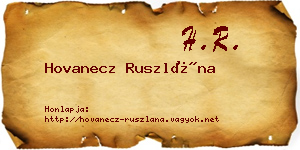 Hovanecz Ruszlána névjegykártya